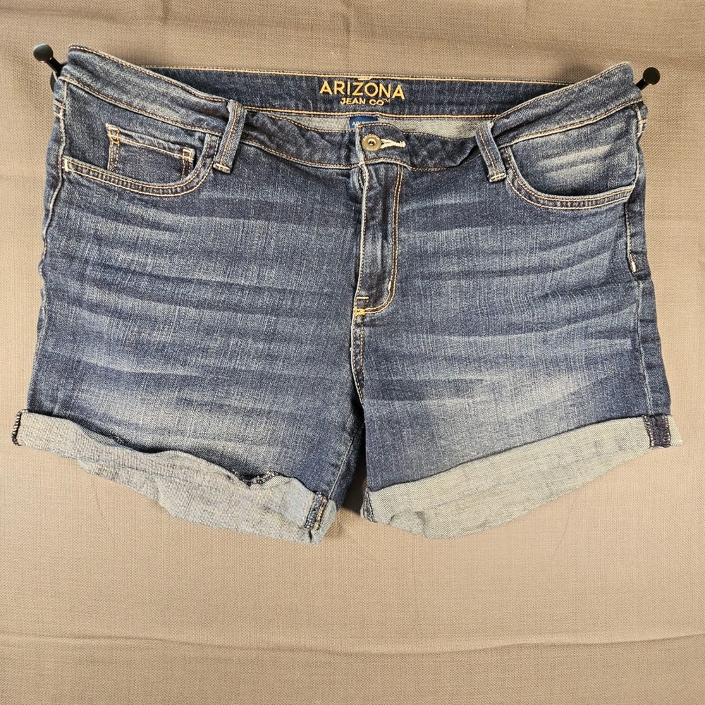 Arizona Jean Co Dark Wash Denim Rolled Cuff Shorts Size 17 Stretch Mens